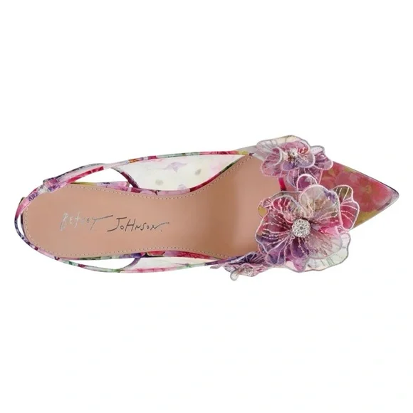 Betsey Johnson Women's PETRA Floral Slingback Heels - Pink Size 8 - Picture 2 of 15